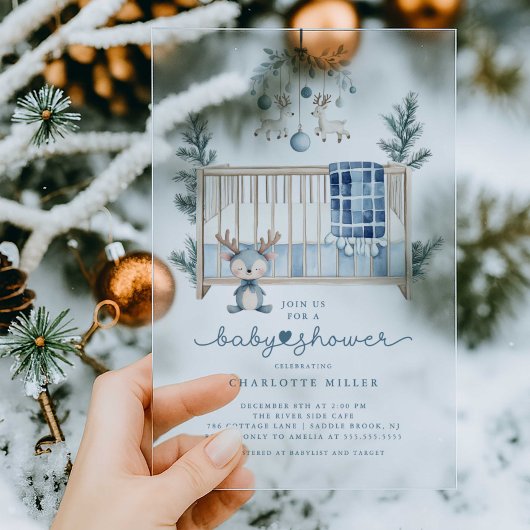 Baby shower d'hiver bleu Invitation