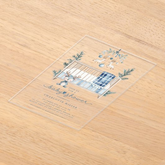 Baby shower d'hiver bleu Invitation (Poser)