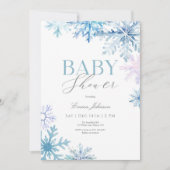 Baby shower d'hiver Blue Snowflake Invitation (Devant)