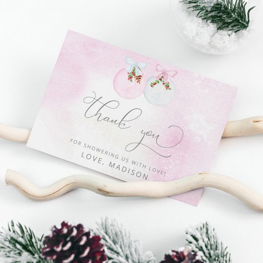 Baby shower d'hiver carte de remerciements de neig