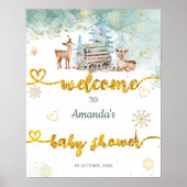 Baby shower d'hiver de cerfs Affiche de bienvenue (Devant)