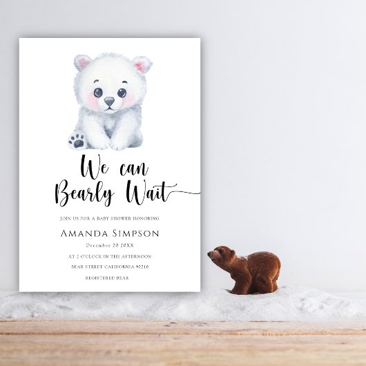 Baby shower d'hiver de l'ours polaire Invitation