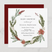 Baby shower d'hiver de Noël Invitation (Devant / Derrière)