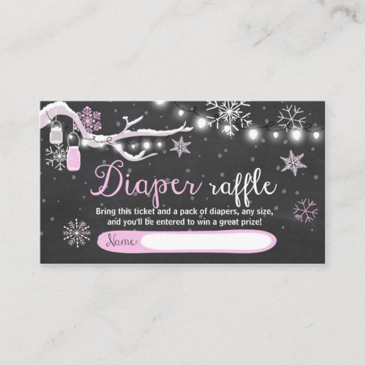 Baby shower d'hiver Déchets Carte Raffle Fille Ros (Devant)