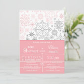 Baby shower d'hiver gris rose  Invitation (Debout devant)