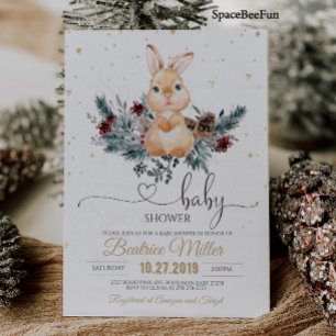 Baby shower d'hiver Invitation Bois