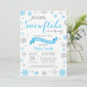 Baby shower d'hiver Invitation Fléau de neige bleu (Debout devant)