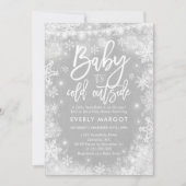 Baby shower d'hiver Invitation Genre Neutre Blanc (Devant)
