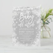 Baby shower d'hiver Invitation Genre Neutre Blanc (Debout devant)