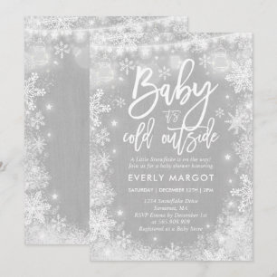 Baby shower d'hiver Invitation Genre Neutre Blanc