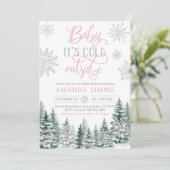 Baby shower d'hiver Invitation Il fait froid dehor (Debout devant)