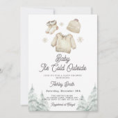 Baby shower d'hiver Invitation Il fait froid dehor (Devant)