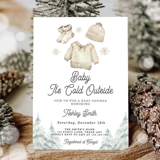 Baby shower d'hiver Invitation Il fait froid dehor