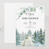Baby shower d'hiver invitation Mama Bear Baby Show (Devant / Derrière)