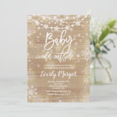 Baby shower d'hiver Invitation Rustique Blanc (Debout devant)