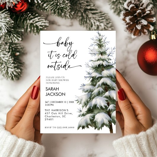 Baby shower d'hiver Invitation set, bébé il fait f