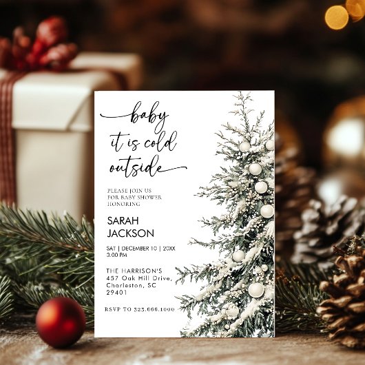 Baby shower d'hiver Invitation set, bébé il fait f