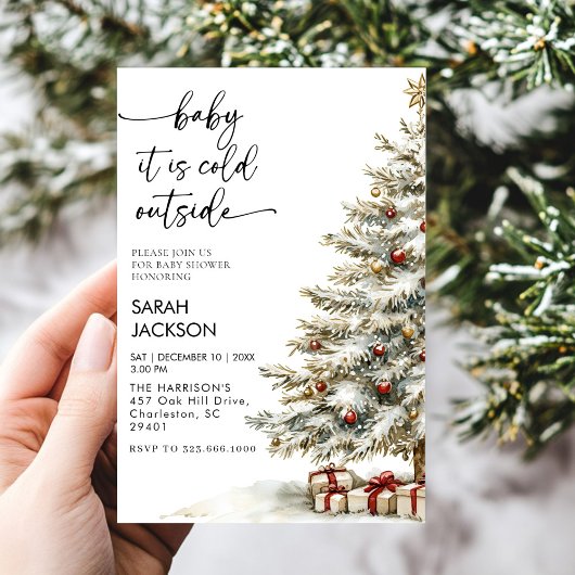 Baby shower d'hiver Invitation set, bébé il fait f