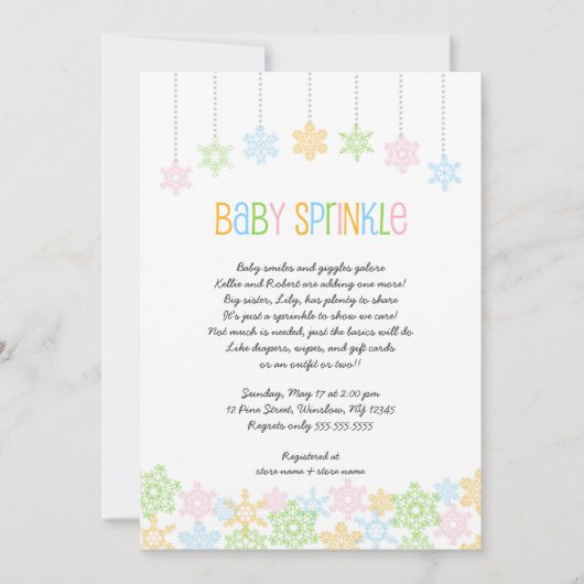 Baby shower d'hiver invitations Snowflake bébé sau (Devant)