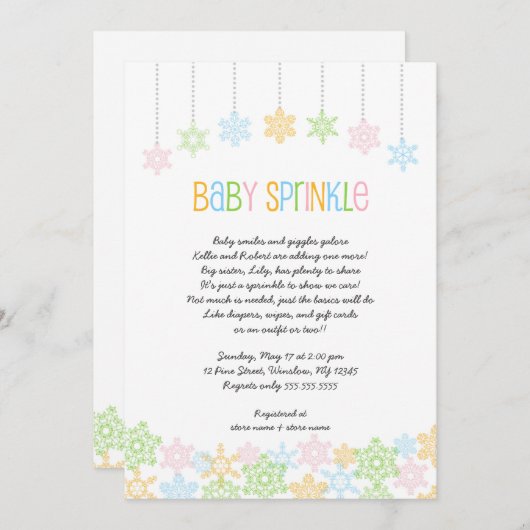 Baby shower d'hiver invitations Snowflake bébé sau (Devant / Derrière)