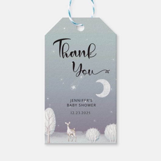Baby shower d'hiver merci étiquettes cadeaux (Devant)