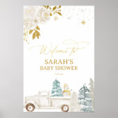 Baby shower d'hiver or ou Affiche de bienvenue d'a (Devant)