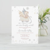 Baby shower d'hiver Ours et invitation neutre de n (Debout devant)