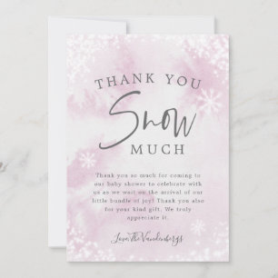 Baby shower d'hiver rose Merci neige beaucoup cart