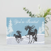 Baby shower d'hiver Silhouette Horse Invitation (Debout devant)