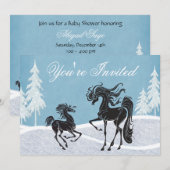 Baby shower d'hiver Silhouette Horse Invitation (Devant / Derrière)