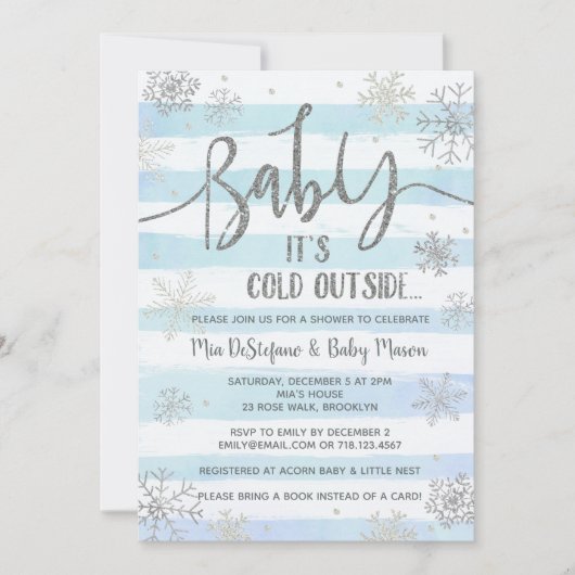 Baby shower d'hiver Snowflakes Invitation (Devant)