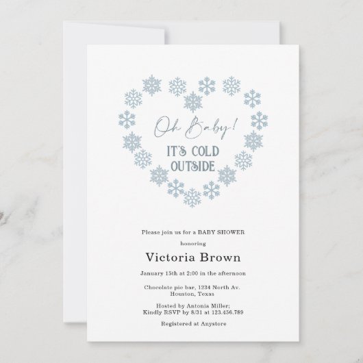 Baby shower d'hiver Snowflakes Invitation (Devant)