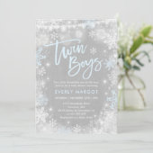 Baby shower d'hiver Twins Invitation Douche rustiq (Debout devant)