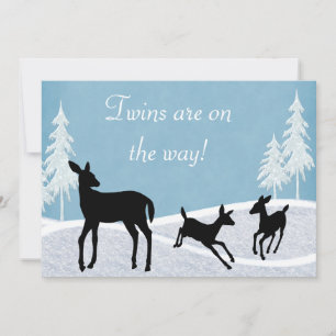 Baby shower d'hiver Twins Woodland Deer Invitation