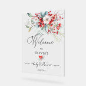 Baby shower d'hiver vert rouge Bienvenue (Angle)