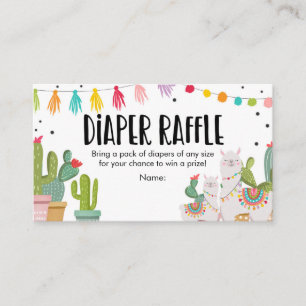 baby shower Diaper Raffle Mexican Cactus Llama Informatiekaartje