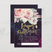 Baby shower Diaper Raffle Ticket Boho Floral Light Kaart (Voorkant / Achterkant)