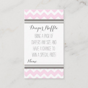 baby shower Diaper Raffle Ticket Chevron Pink Grey Informatiekaartje