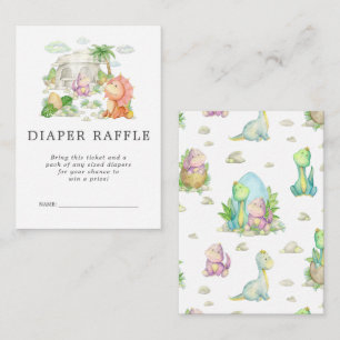 baby shower Diaper Raffle Ticket Dinosaur Informatiekaartje