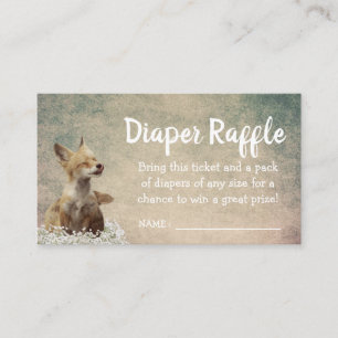 baby shower Diaper Raffle Ticket Little Fox Informatiekaartje