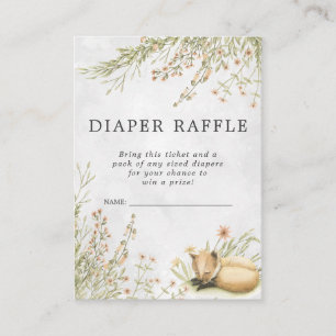 baby shower Diaper Raffle Ticket   Woodland Fox Informatiekaartje