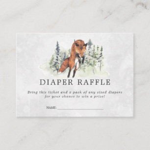 baby shower Diaper Raffle Ticket   Woodland Fox Informatiekaartje