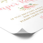 Baby shower diaperraffelteken, bleekroze flesje poster (Hoek)