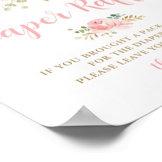 Baby shower diaperraffelteken, bleekroze flesje poster (Hoek)
