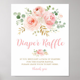 Baby shower diaperraffelteken, bleekroze flesje poster