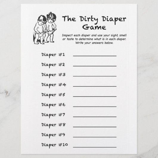 Baby shower Dirty Diaper-game (Voorkant)