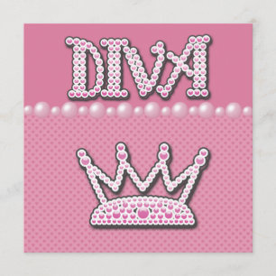 baby shower Diva Princess Crown, Shoes & Pearls Kaart