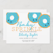 Baby shower Donut Sprinkle Blue Aankondiging (Voorkant / Achterkant)