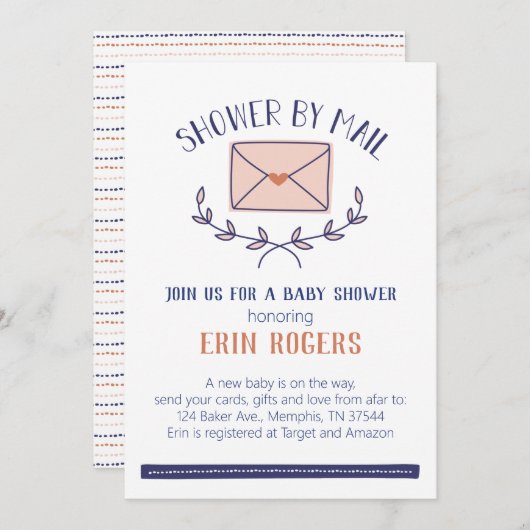 Baby shower Doodle par invitation par courrier (Devant / Derrière)