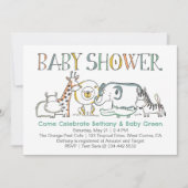 Baby shower Doodle Safari Invitation (Devant)